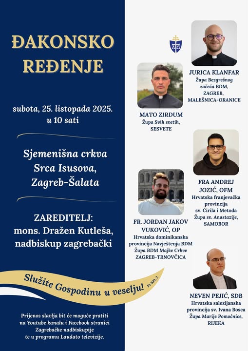Pratite uživo đakonsko ređenje u Zagrebačkoj nadbiskupiji!