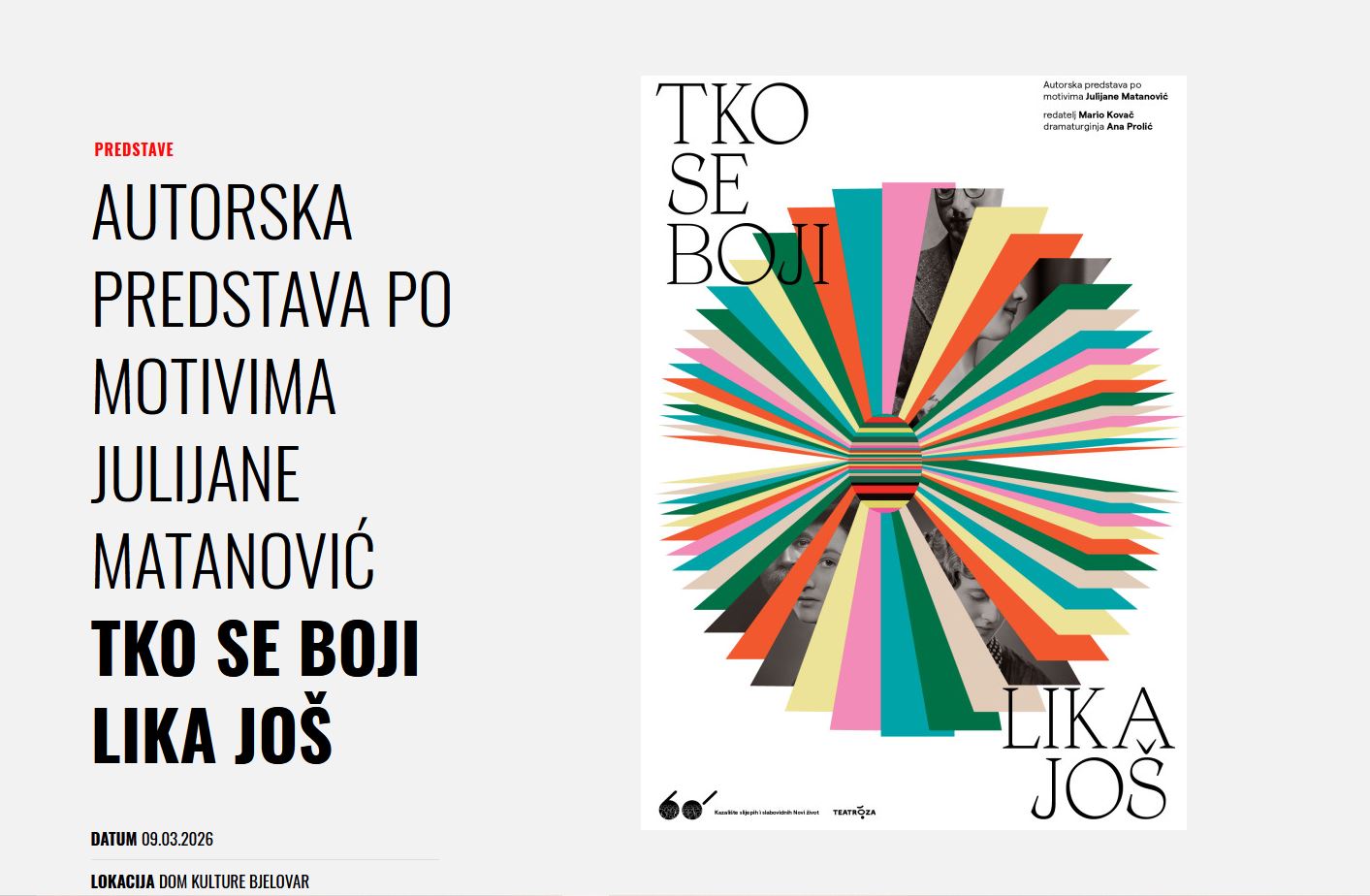 Ne propustite predstavu "Tko se boji lika još"